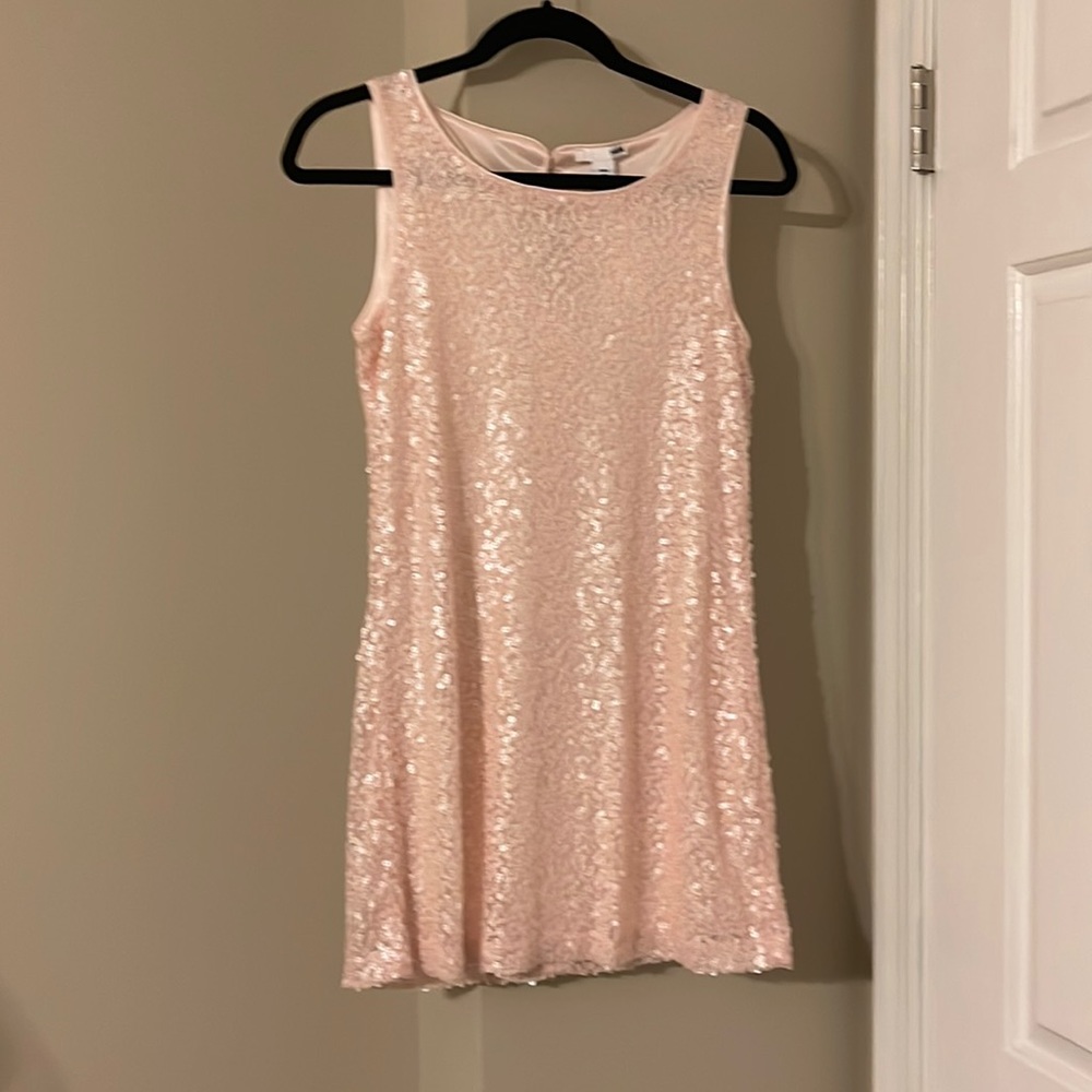 H&M NEW Light Pink Sequin Sleeveless Short Dress S